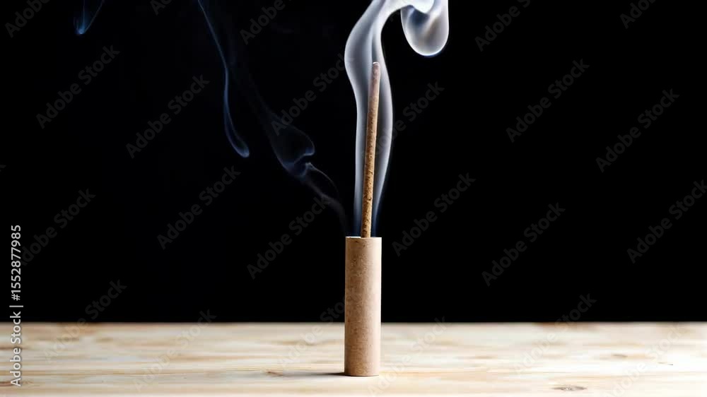 Aromatherapy stick smoke close-up The artistic conception of curling up smoke