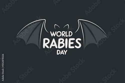 World Rabies Day text with bat wings graphic animal