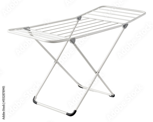 A collapsible laundry drying rack, ideal for air-drying clothes in a basement laundry room.