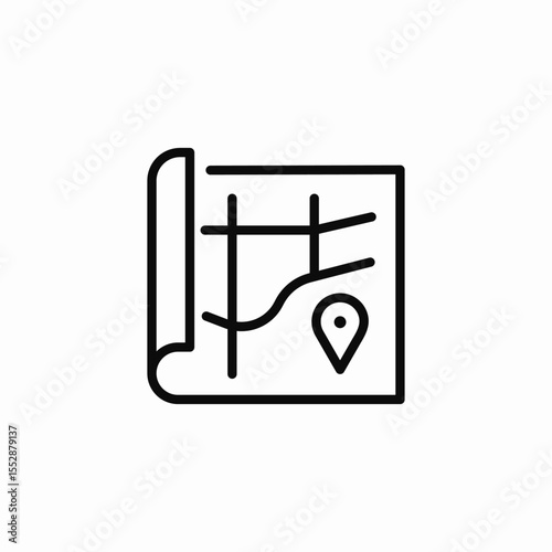 rolled map icon sign vector