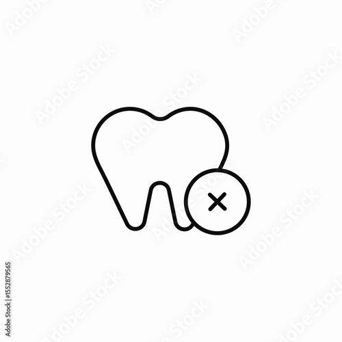 tooth cancel icon sign vector