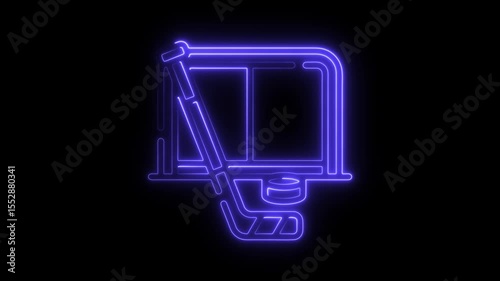 Animated hockey goal icon with neon effect on black background