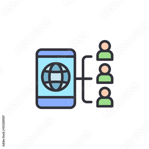 Global Network Connecting People Through Mobile Technology Concept