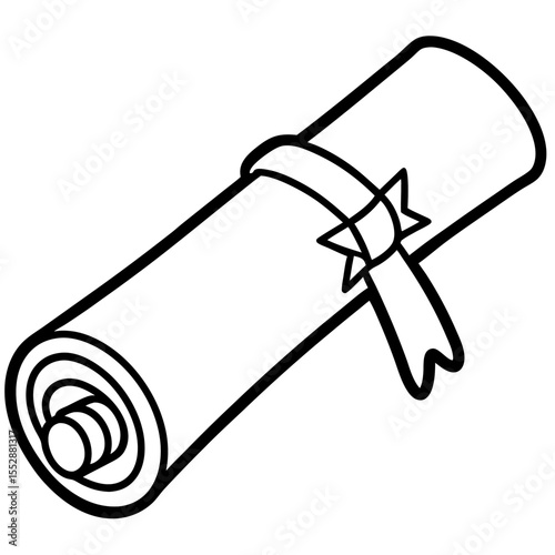 Minimal Diploma Scroll Outline Vector