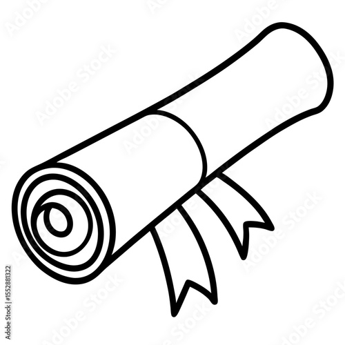 Minimal Diploma Scroll Outline Vector