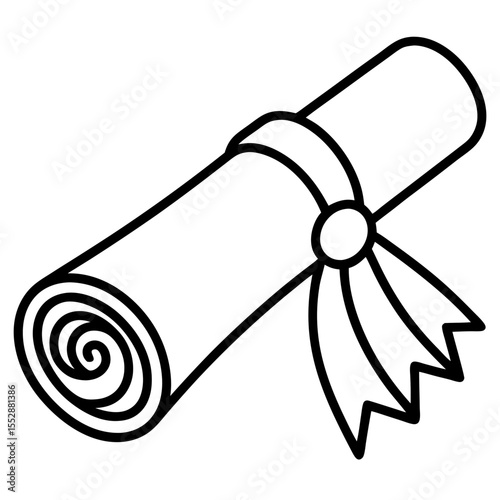 Minimal Diploma Scroll Outline Vector