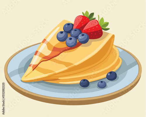 Golden thin crepes folded elegantly on a plate vector art design 