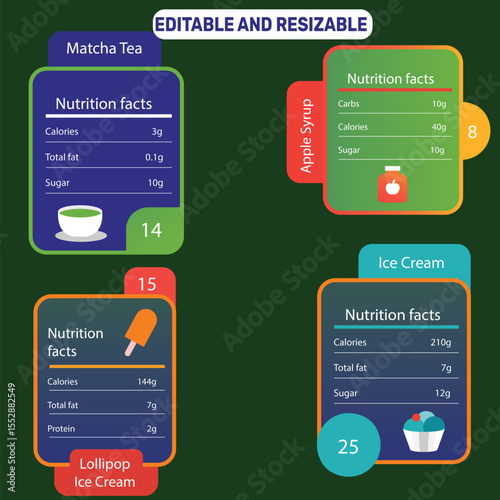 Editable & Resizable Food Nutrition Facts Design Bundle