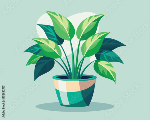 Indoor house plant in a stylish pot bright vector art design 