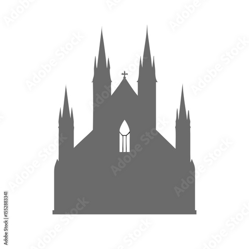 Majestic gothic cathedral with soaring spires church vector art design 