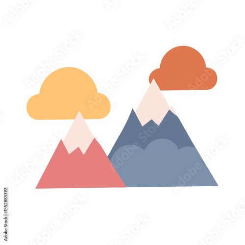 Majestic mountain landscape with dramatic clouds vector art design 