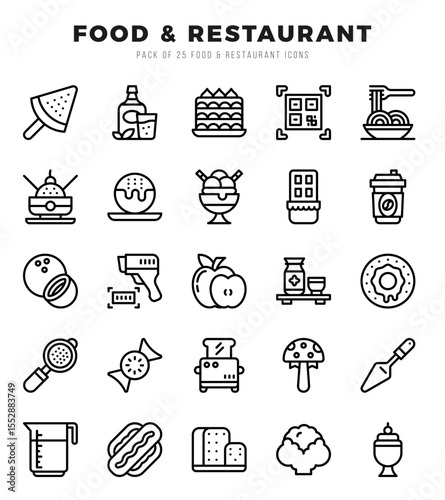 Food and Restaurant web icons in Lineal style.