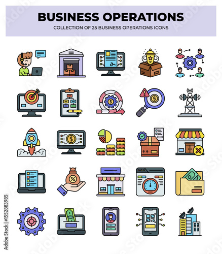 Collection of 25 Business Operations Icons: Streamline Your Workflow