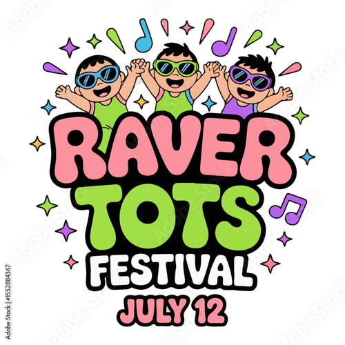 Raver Tots Festival Neon Logo Design
