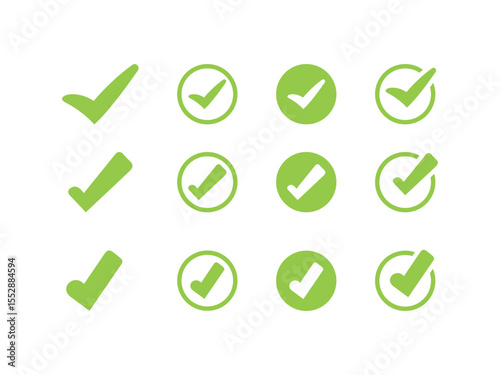 green check mark icon. Check Mark Illustration. Vector symbol collection. Correct vote choice symbol. Check mark vector icon.
