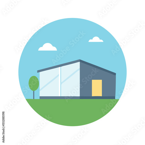 Prefab house exterior sleek modular home design vector art 
