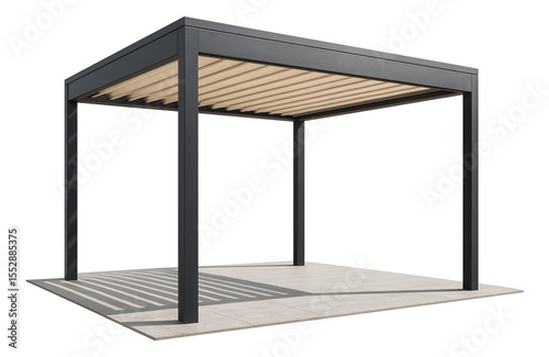 A veranda with a pergola roof for a suburban garden, providing partial shade and an elegant outdoor space.