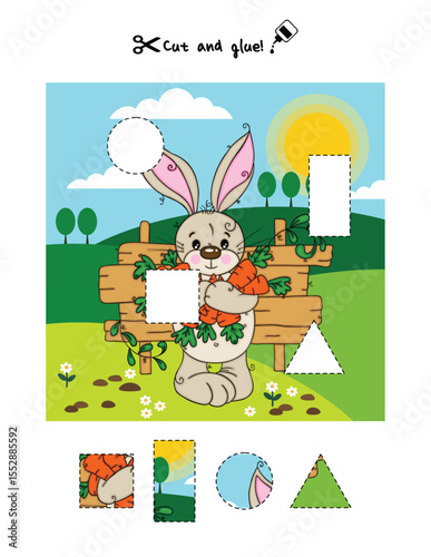 Printable Cut and Glue Bunny Activity Sheet