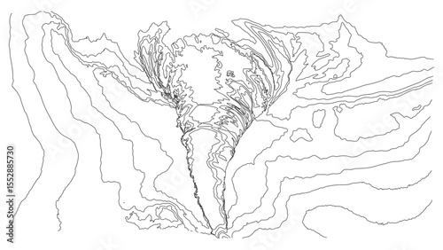 Massive Tornado Outline with Swirling Clouds Sketch