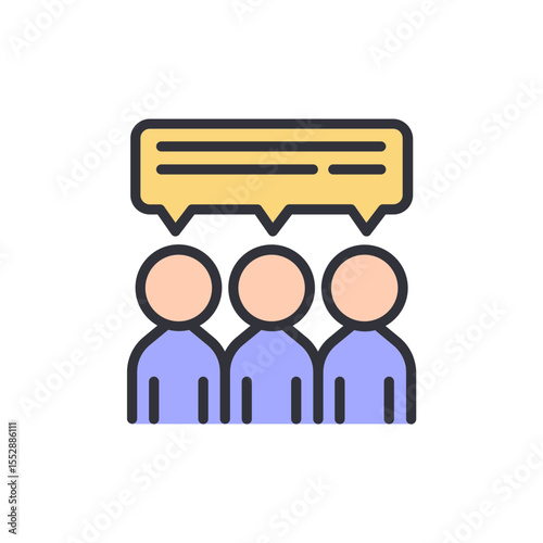 Stylized Icon Depicting Group Communication And Collective Discussion