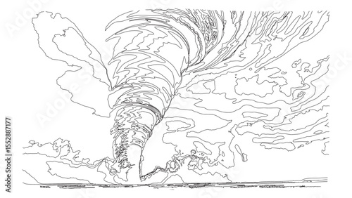 Hand Drawn Tornado Storm Line Art Illustration