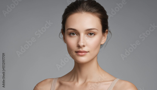 A woman with a beautiful face and a clear facial shape