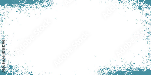 Blue grunge frame with abstract water splashes and flowing bubbles creates a fresh, clean backdrop