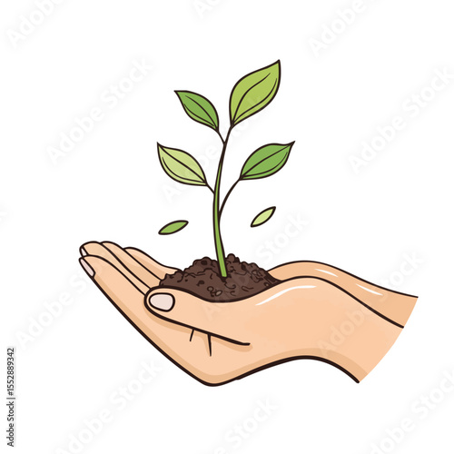 Plant in Hand Icon – Growth, Sustainability, and Eco Care Symbol in Line and Solid Styles