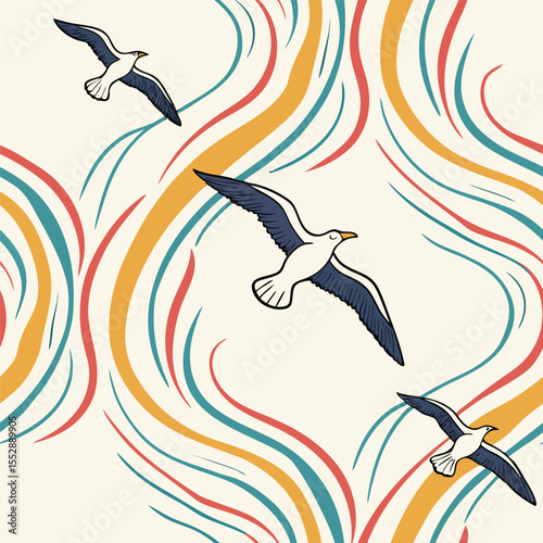 Vibrant abstract pattern featuring flowing wavy lines in a bright orange and multi color palette perfect for dynamic backgrounds and modern graphic design applications