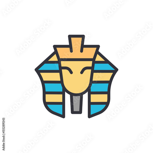 Stylized Representation Of Pharaoh's Sarcophagus Depicting Ancient Royalty