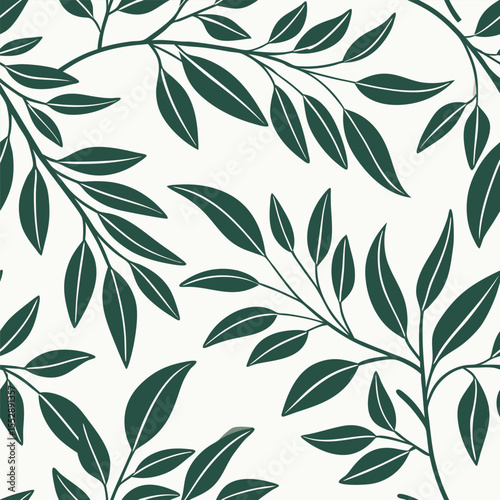 Minimalist seamless pattern featuring delicate green leafy elements evoking a natural and organic feel perfect for botanical or eco friendly designs