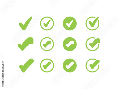 green check mark icon. Check Mark Illustration. Correct vote choice symbol.