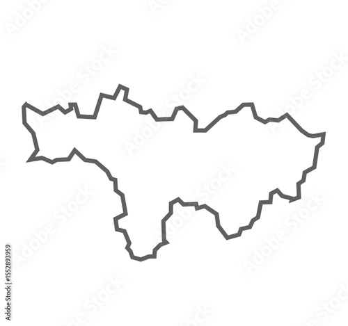 Aligarh District Vector Map with Bold Black Outline of Uttar Pradesh, India