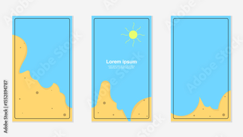 Blue beach illustration background, summer collection