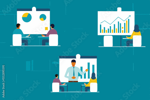 Business team meeting working analytics and monitoring financial report graph for planning concept