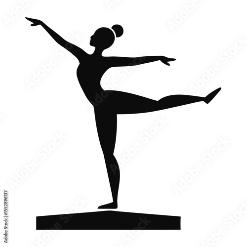 Clean black silhouette vector of a person performing a gymnastic routine