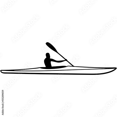 Clean minimalist vector silhouette depicting a kayak suitable for various designs