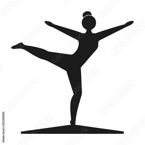 Minimalist black silhouette of a gymnast in a graceful artistic pose