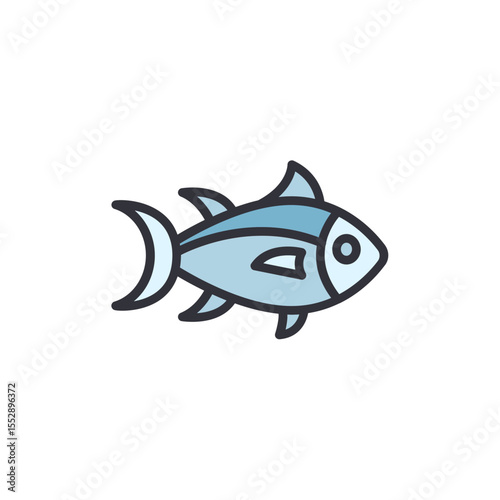 Stylized Fish Illustration With Blue Hues On Transparent Background