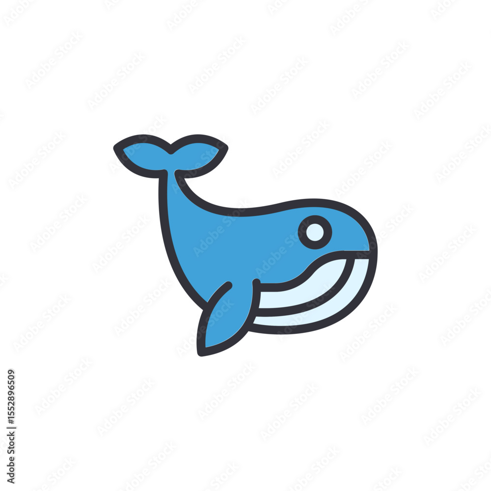 Fototapeta premium Cartoon Blue Whale Floating Illustration With A Transparent Element