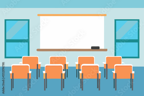 Empty Classroom Preparing for Lessons, Education, and Learning