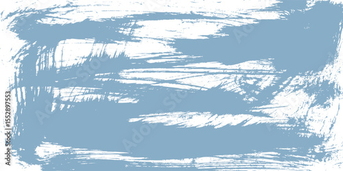 Grunge-style background with a textured blue and white pattern. The blue background features distressed, uneven white patches. Brush stroke texture background. Blue background vector.
