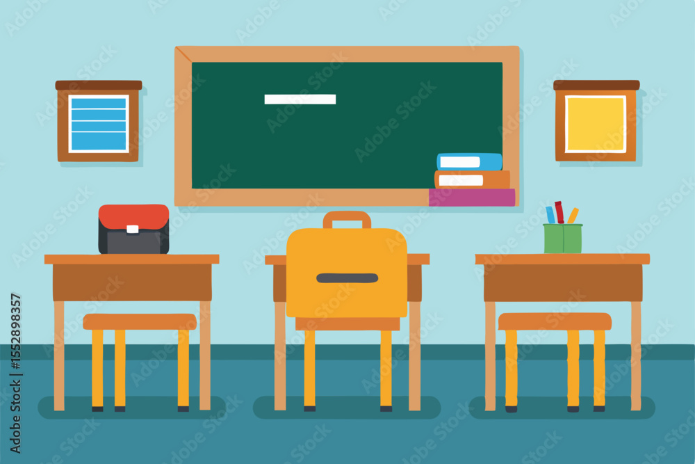 Fototapeta premium Classroom Learning Environment Back to School Essentials and Setup