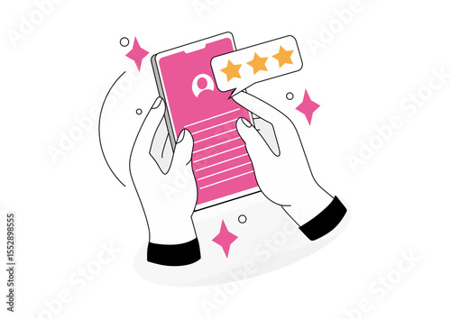 Flat Illustration User Reviews and Ratings on Mobile Phone
