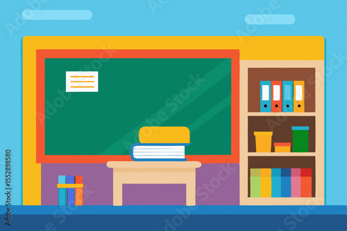 Classroom Learning Environment Books, Blackboard, and Education Supplies