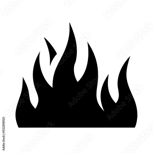 Illustration of a black silhouette of flames with multiple peaks on a white background image view