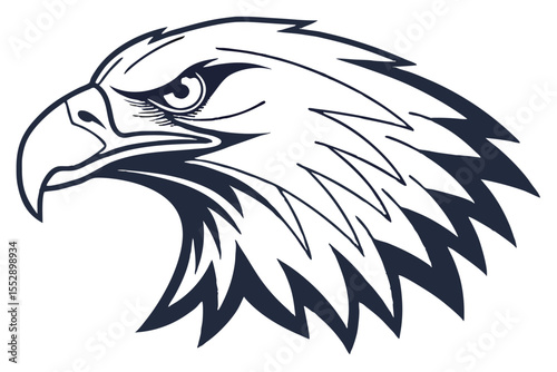 A fierce eagle head in detailed outline embodies strength and focused vision completely