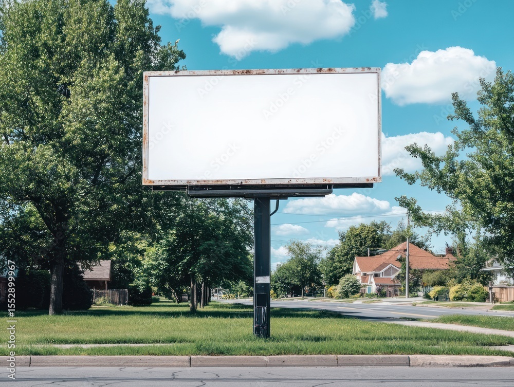 Fototapeta premium Blank billboard in residential area