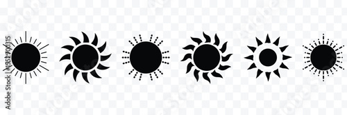 Sun icons vector. Shine sun ray set. Sunshine vector sign. Sunset icon collection. Abstract art EPS 10