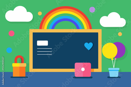 Bright Rainbow Classroom Colorful Back to School Illustration